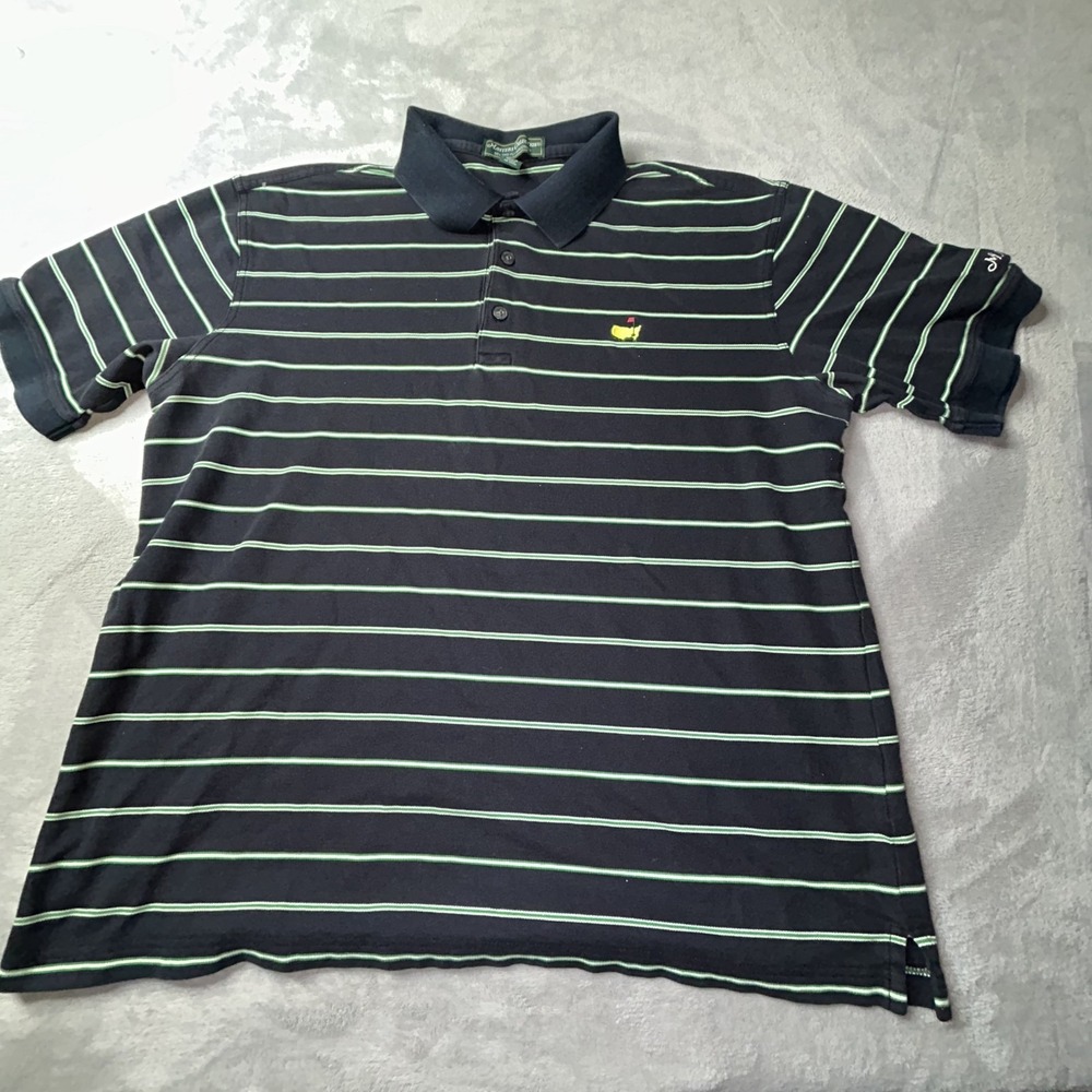 Masters Collection Golf Polo L black Stripe Mercerized Cotton 60s Two Ply